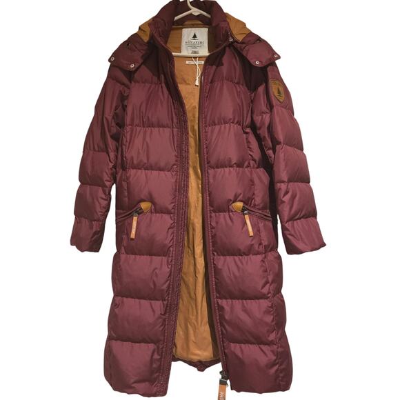 Wanakome Canada Calypso Burgundy Long Quilted Winter Down Coat - Size Med - Picture 4 of 16